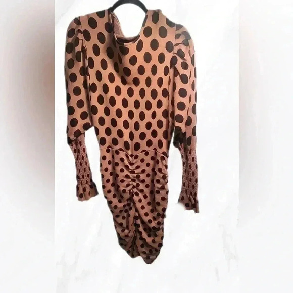 Zara “blogger favourite” draped polka dot scrunch long  sleeve dresss S - Picture 2 of 5